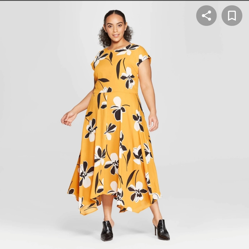 Who What Wear | Yellow and Black Floral Dress